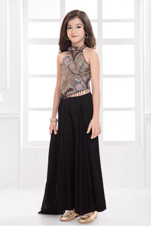 Georgette Halter Top with Palazzo & Dupatta - Image 2