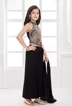 Georgette Halter Top with Palazzo & Dupatta - Image 9