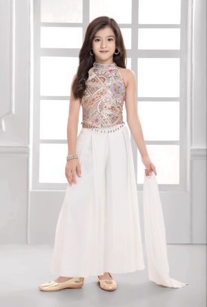 Georgette Halter Top with Palazzo & Dupatta - Image 3