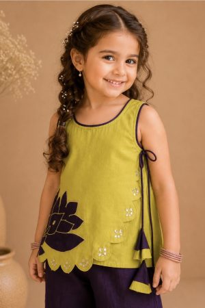 Lotus Mul Chanderi Side-Tie Top with Sharara - Image 2
