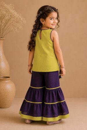 Lotus Mul Chanderi Side-Tie Top with Sharara - Image 3