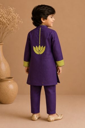 Lotus Mul Chanderi Kurta-Pant Set - Image 2