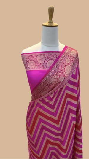 Pure Khaddi Chiffon Banarasi Saree with Zari Work - Image 1