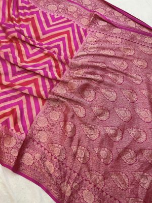 Pure Khaddi Chiffon Banarasi Saree with Zari Work - Image 5