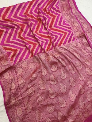 Pure Khaddi Chiffon Banarasi Saree with Zari Work - Image 4