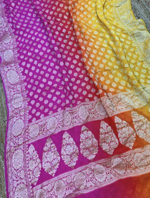Beautiful Banarasi Khaddi Chiffon Saree - Image 4