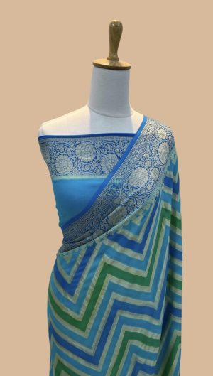 Pure Khaddi Chiffon Banarasi Saree with Zari Work - Image 2