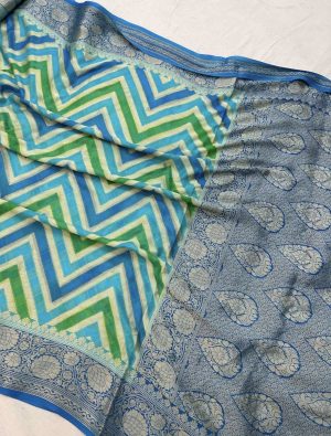 Pure Khaddi Chiffon Banarasi Saree with Zari Work - Image 7