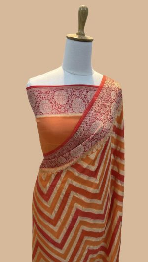 Pure Khaddi Chiffon Banarasi Saree with Zari Work - Image 3