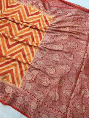 Pure Khaddi Chiffon Banarasi Saree with Zari Work - Image 9