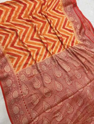 Pure Khaddi Chiffon Banarasi Saree with Zari Work - Image 8