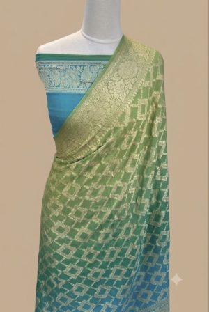 Beautiful Banarasi Khaddi Chiffon Saree - Image 2
