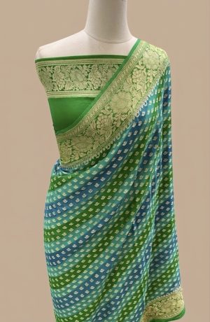 Beautiful Banarasi Khaddi Chiffon Saree - Image 3