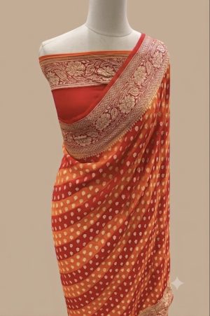 Beautiful Banarasi Khaddi Chiffon Saree - Image 2