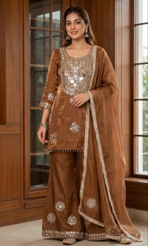 Shimmering Elegance with Mirror-Work Charm - Image 1