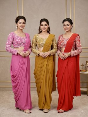 Georgette ready-to-drape Saree - Image 1