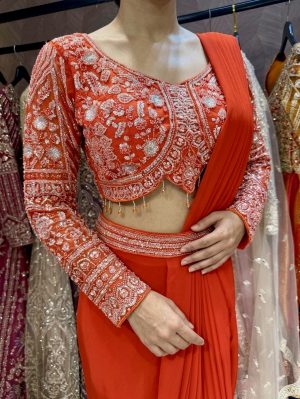 Georgette ready-to-drape Saree - Image 4