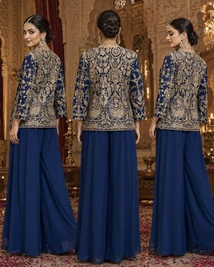 Georgette Jacket Crop Top with Sharara - Image 4
