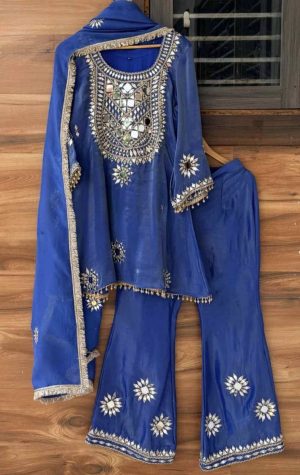 Shimmering Elegance with Mirror-Work Charm - Image 2