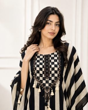 Striped Crepe Kaftan - Image 2