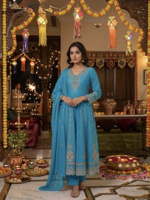 Cotton Schiffli Anarkali - Image 1