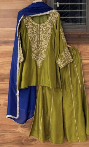 Raw Silk Designer Sharara - Image 5