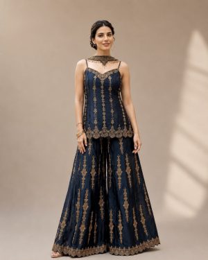 Elegant Embroidered Silk Palazzo - Image 1