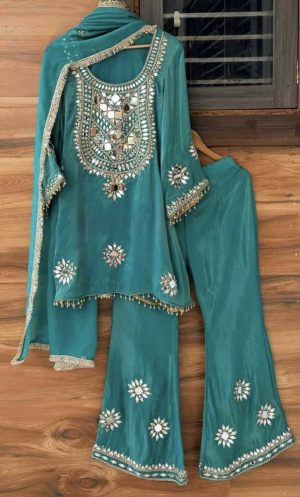Shimmering Elegance with Mirror-Work Charm - Image 5