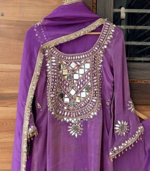 Shimmering Elegance with Mirror-Work Charm - Image 9