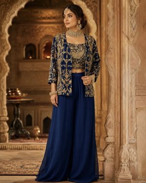 Georgette Jacket Crop Top with Sharara - Image 5