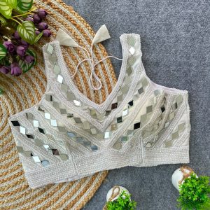 Pearl Mirror Designer Blouse - Image 2