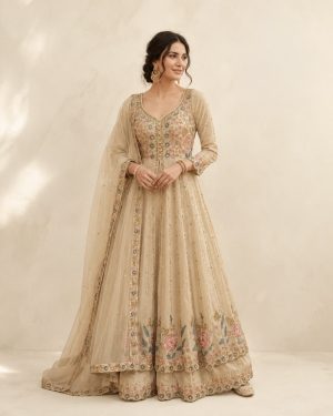 Royal Beige Anarkali - Image 1