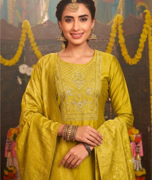 Cotton Silk Suit with Brocade dupatta. - Image 2