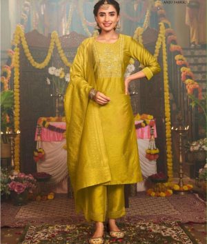 Cotton Silk Suit with Brocade dupatta. - Image 1